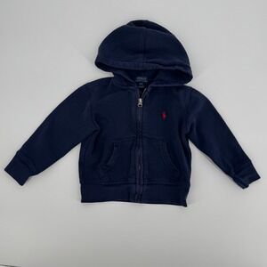 Polo Ralph‎ Lauren Toddler Full Zip Hoodie Navy Blue Size 2/2T Red Logo